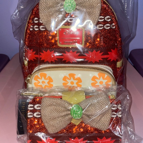 NWT Disney Princess Sequin Moana Mini Backpack and Wallet - Picture 1 of 2